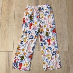 Sienna Sky White Beach Print Pajama Bottoms Women’s Size Medium